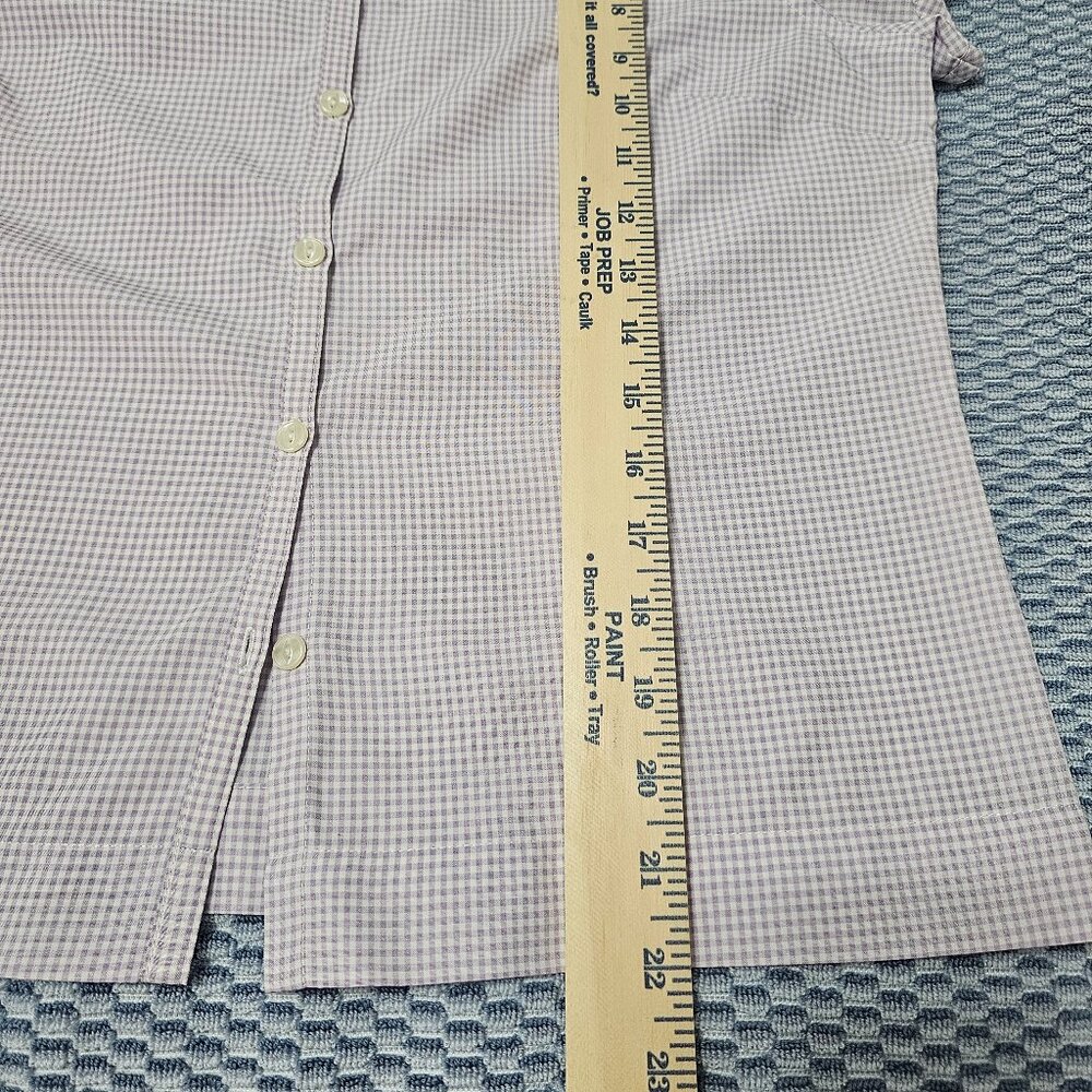 Calypso Lavender White Gingham Checkered Button Down Shirt Seersucker Top Size M - Picture 6 of 7